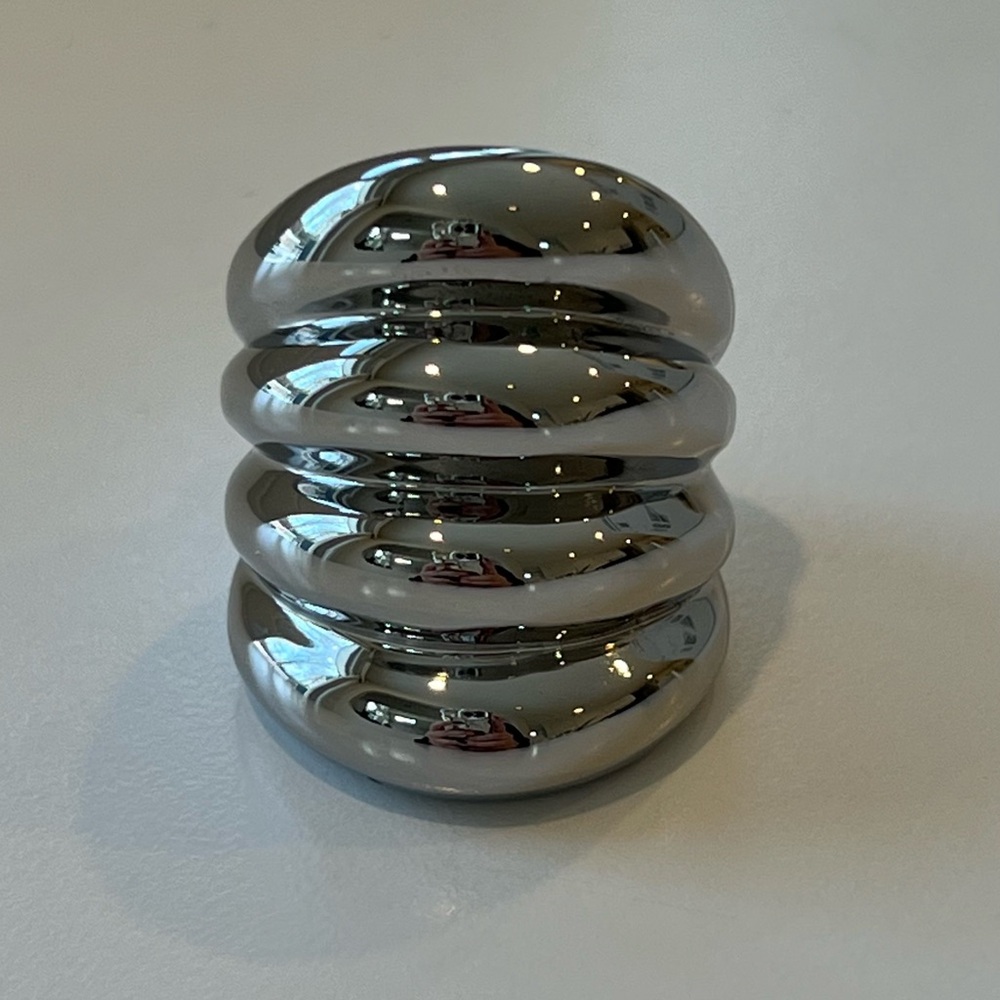 Silver Ribbed Bubble Ring - image 1